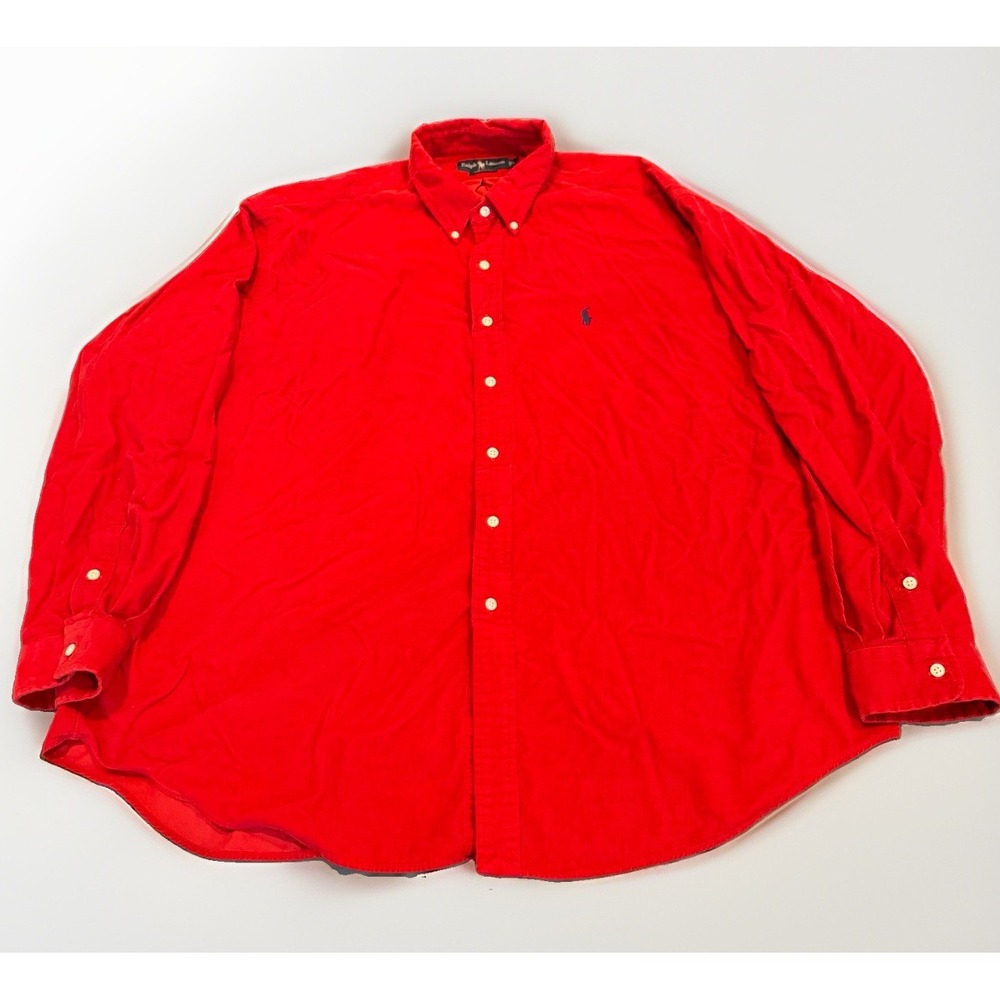 VTG Polo Ralph Lauren Shirt Mens XXL Red Corduroy Blake Button Up Pony Preppy